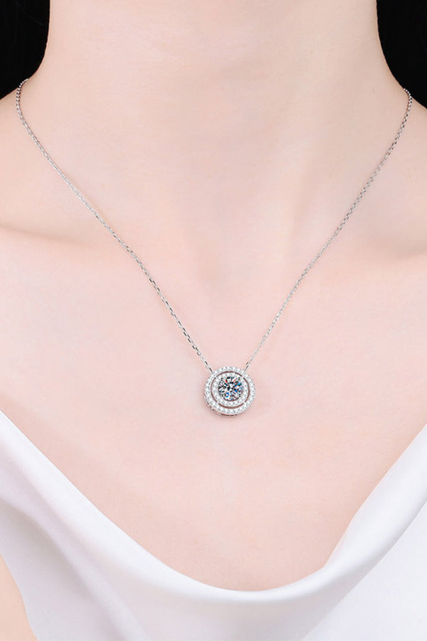 Moissanite Round Pendant Rhodium-Plated Necklace - SHIRLYN.CO