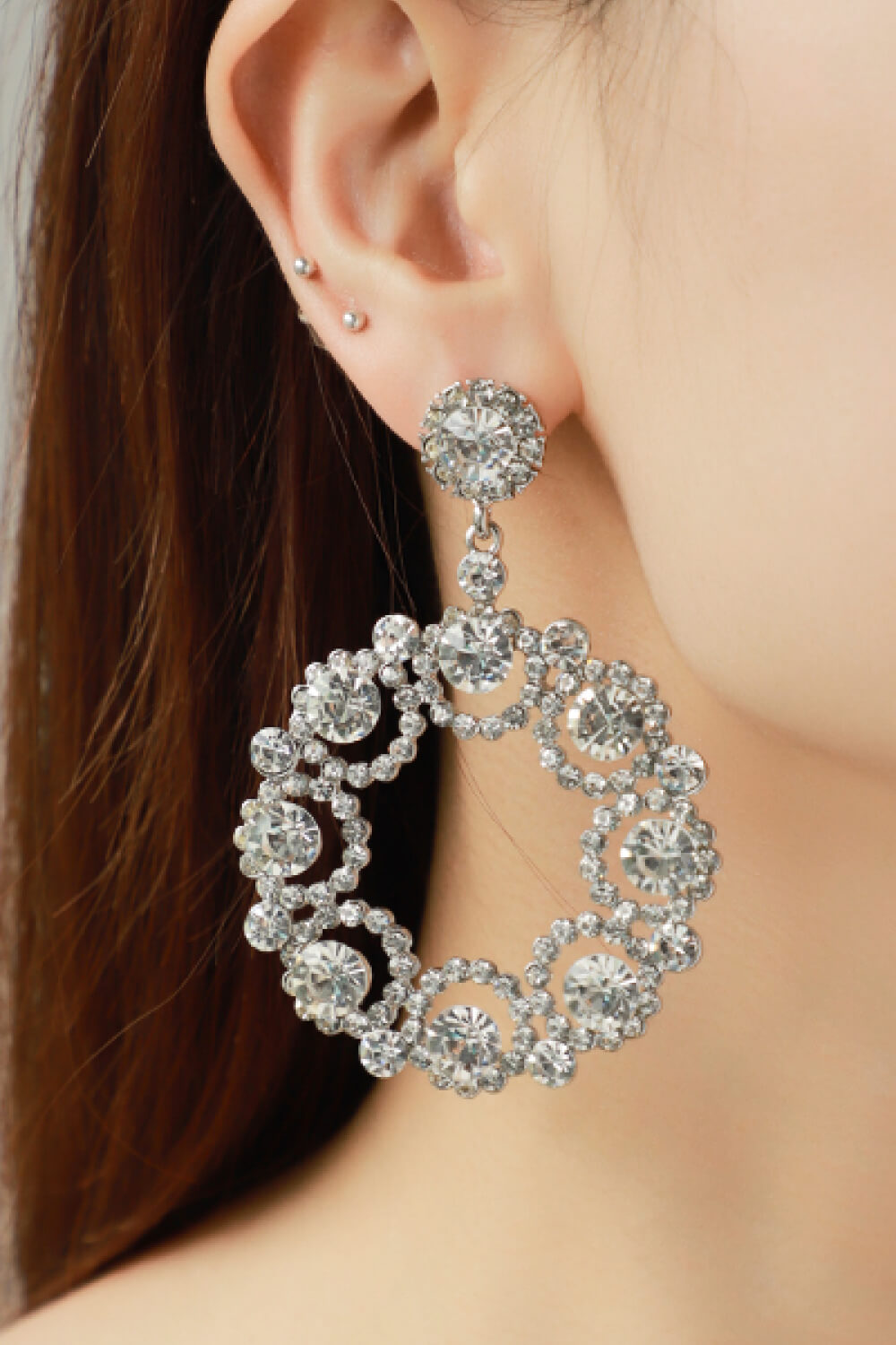 Alloy Rhinestone Round Drop Earrings - SHIRLYN.CO