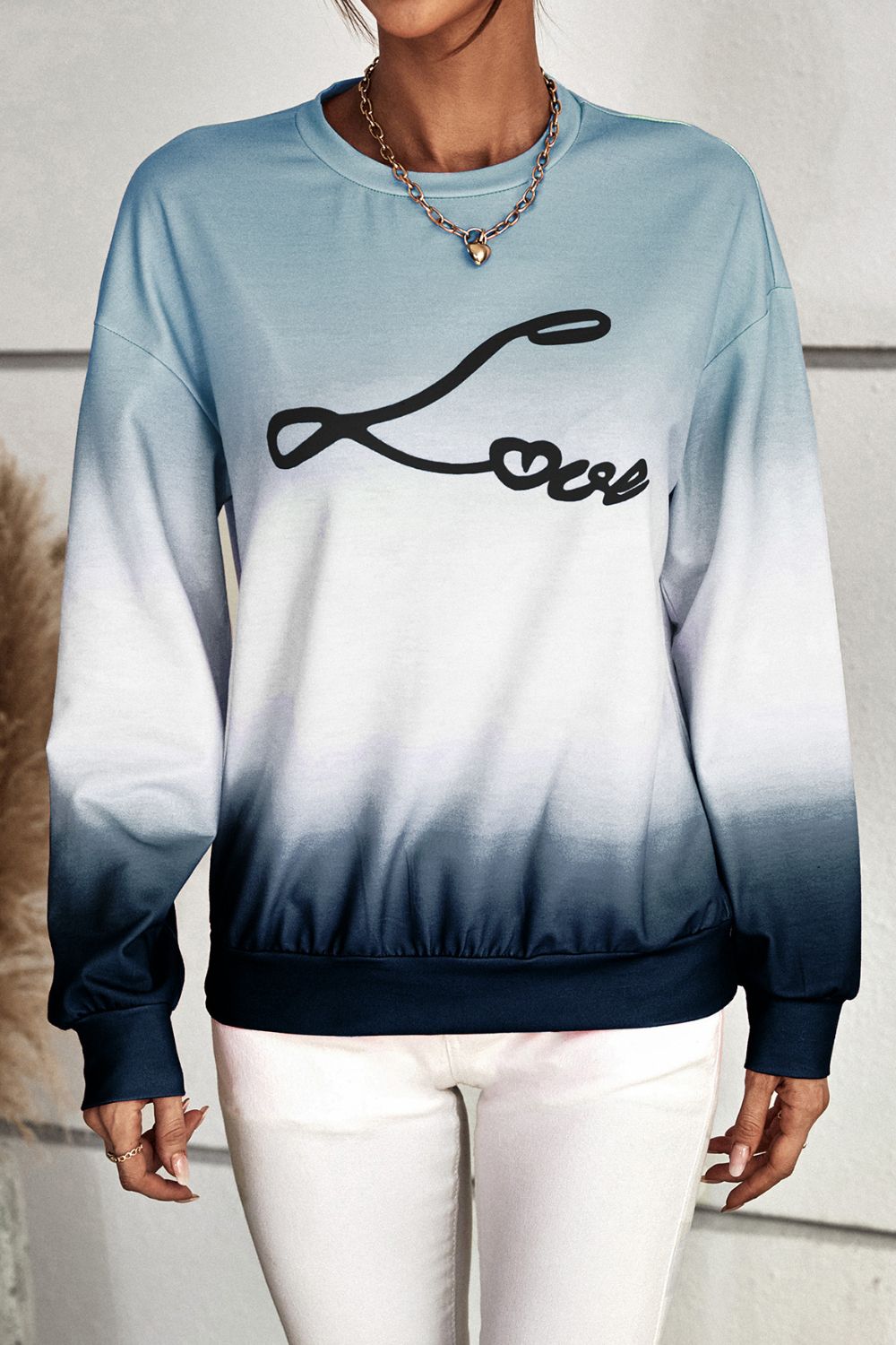 Gradient LOVE Dropped Shoulder Sweatshirt - SHIRLYN.CO