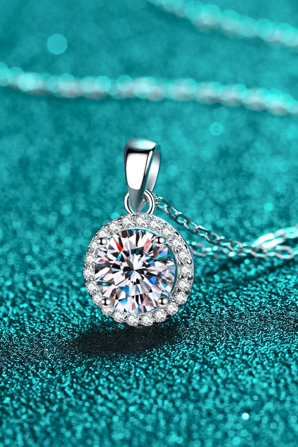 Chance to Charm 1 Carat Moissanite Round Pendant Chain Necklace - SHIRLYN.CO