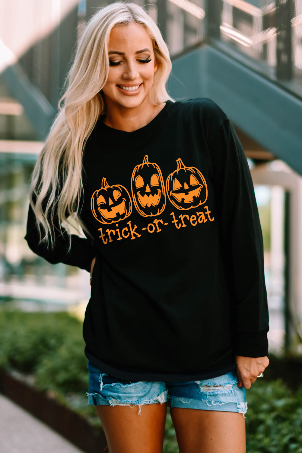 TRICK-OR-TREAT Graphic Halloween Sweatshirt - SHIRLYN.CO