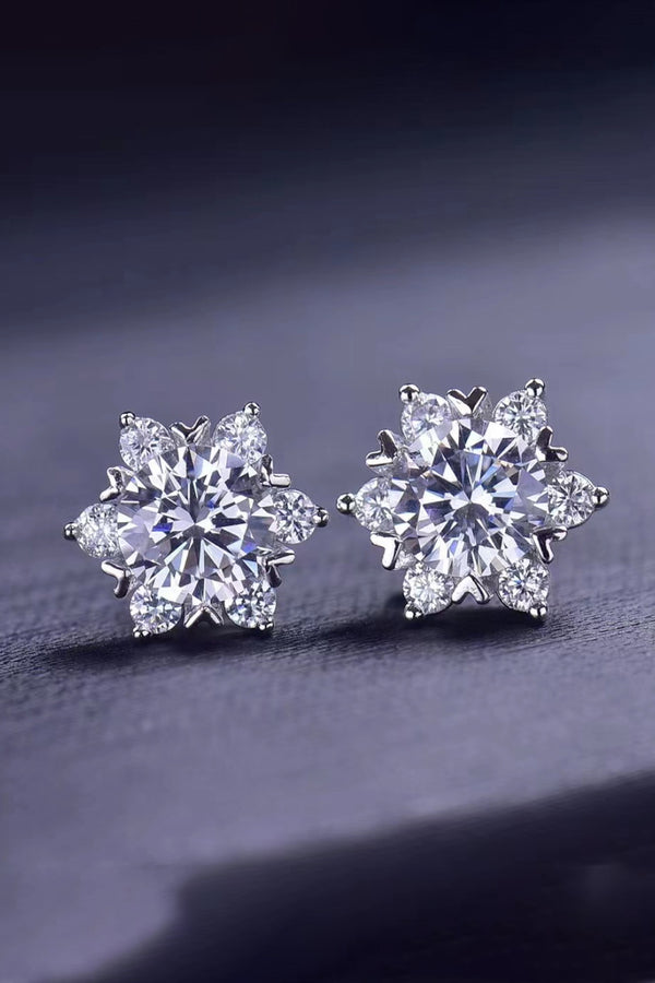 2 Carat Moissanite Floral Stud Earrings - SHIRLYN.CO