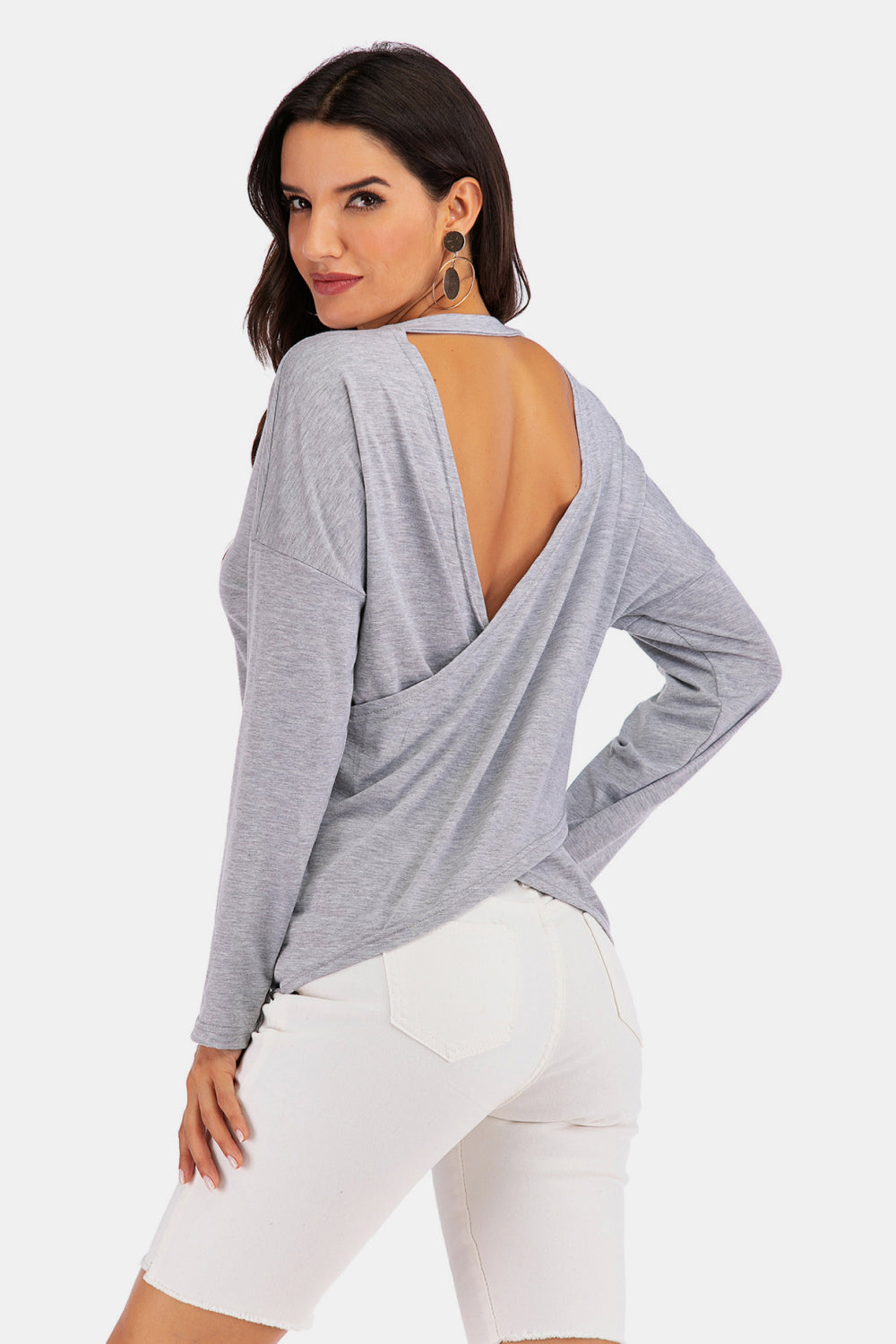 Cold-Shoulder Asymmetrical Neck Sweatshirt - SHIRLYN.CO