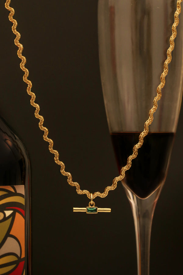 Rope Chain Cubic Zirconia Bar Necklace - SHIRLYN.CO