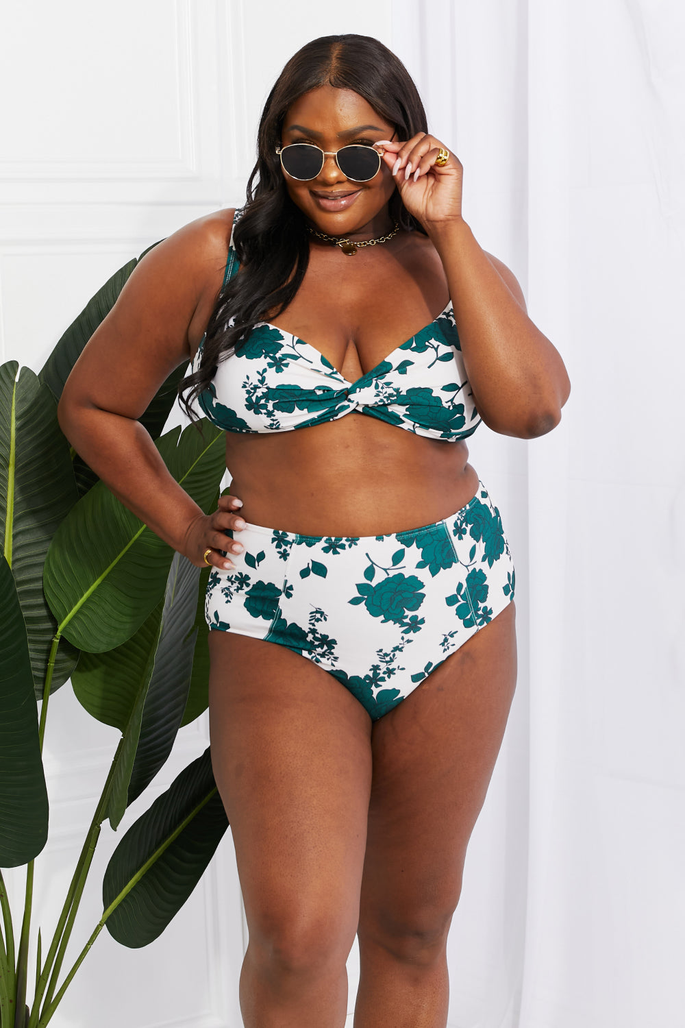 Marina West Swim Take A Dip Twist High-Rise Bikini in Forest - SHIRLYN.CO