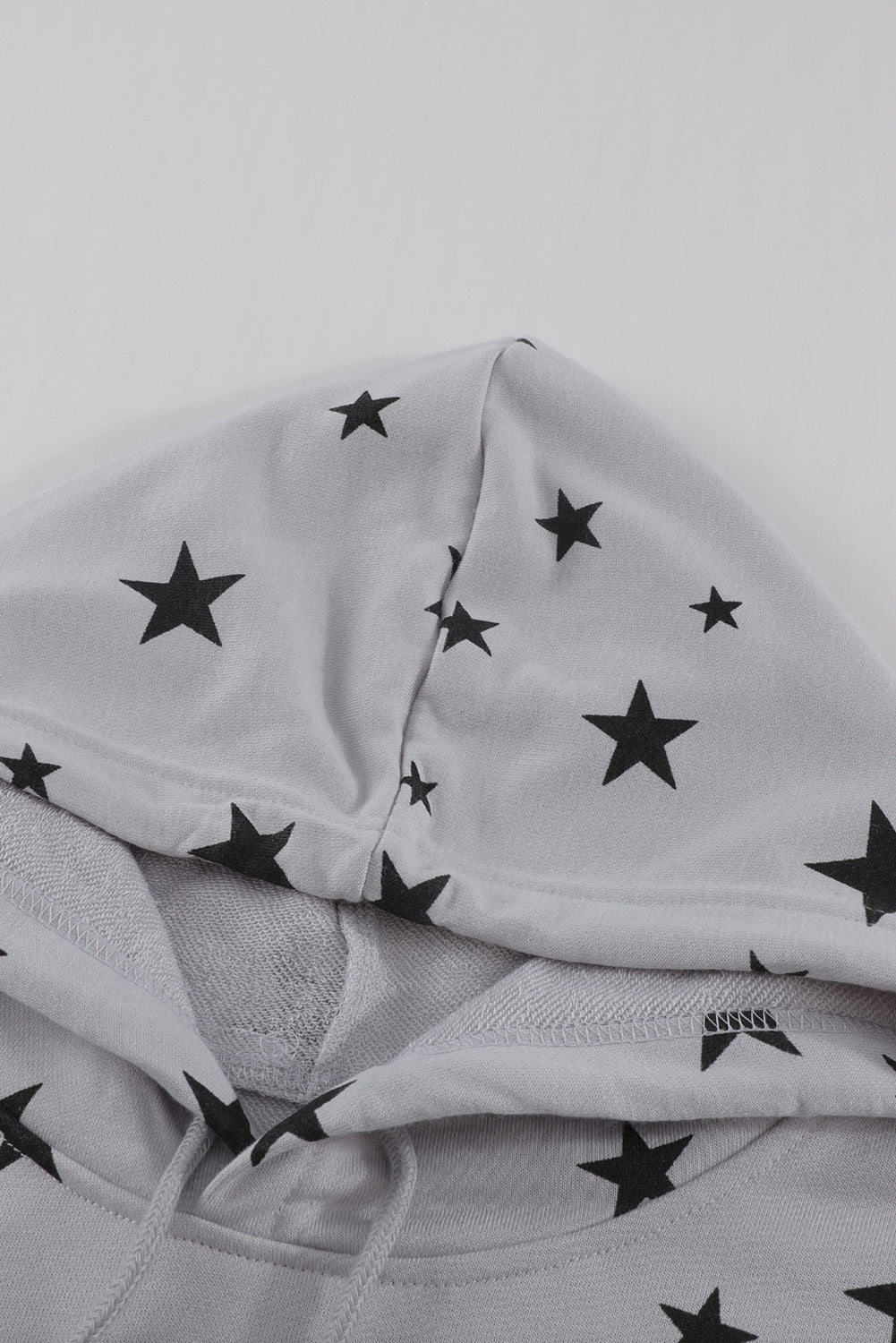 Star Print Drawstring Detail Hoodie - SHIRLYN.CO