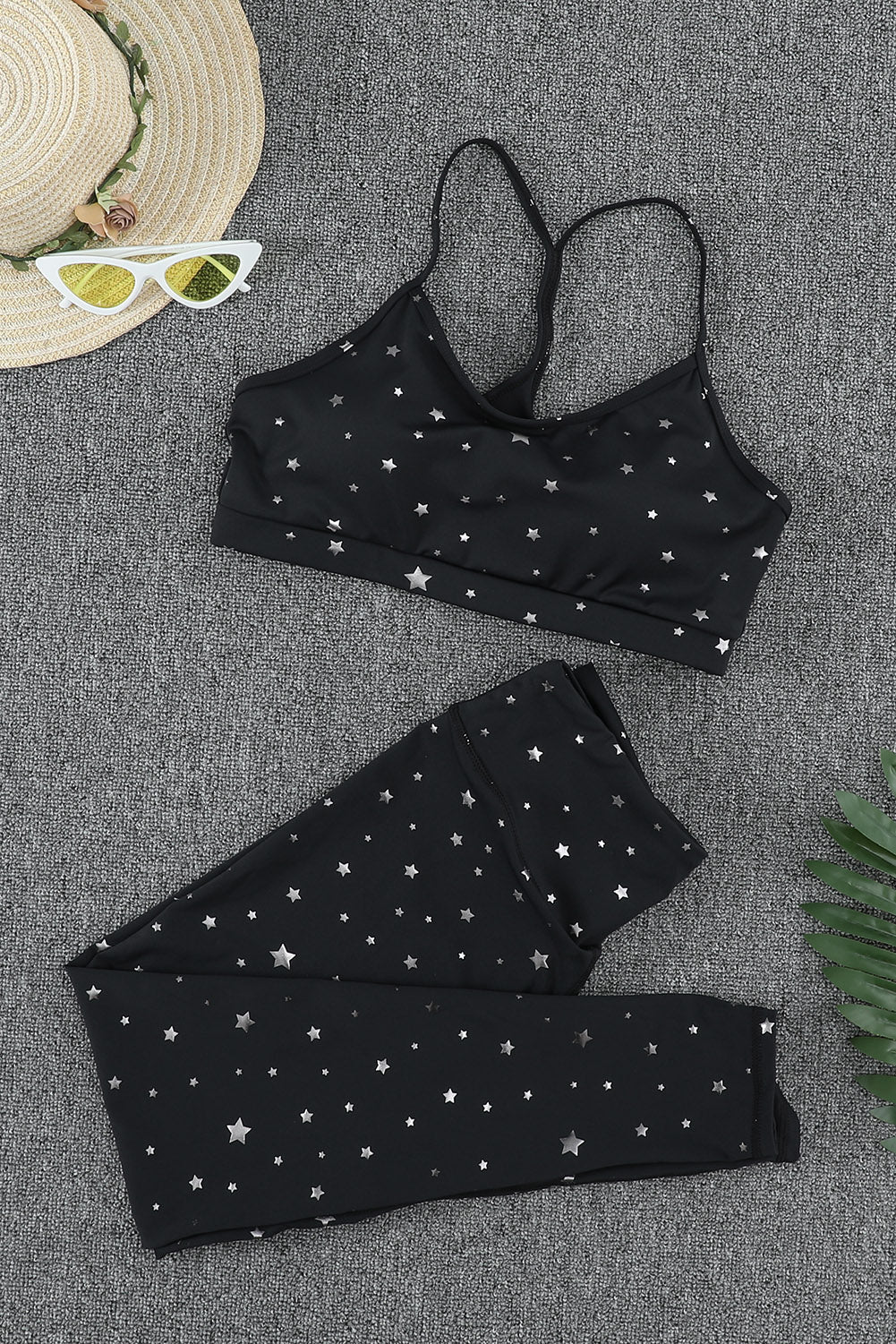 Star Print Sports Bra and Leggings Set - SHIRLYN.CO