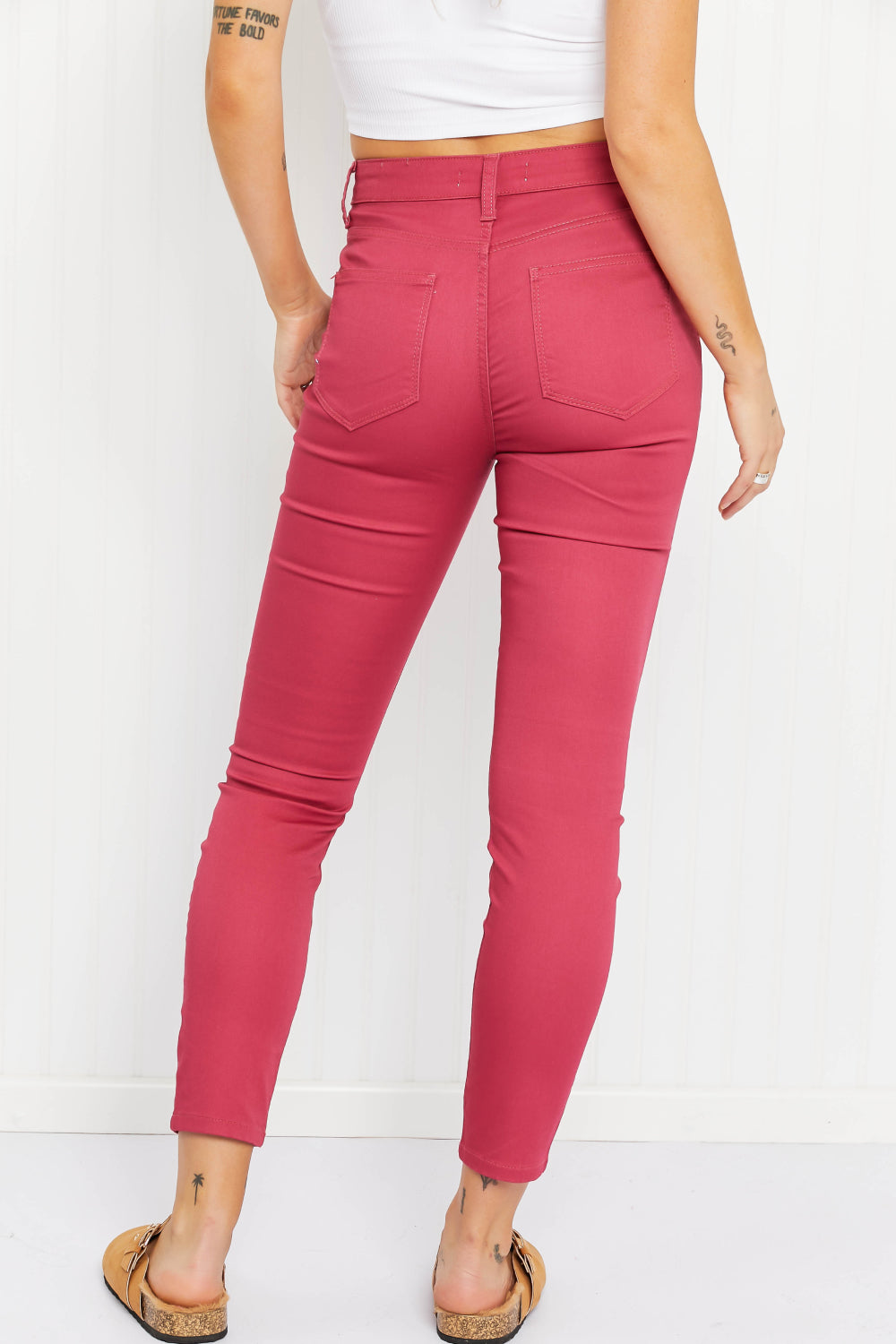 Zenana Walk the Line Full Size High Rise Skinny Jeans in Rose - SHIRLYN.CO