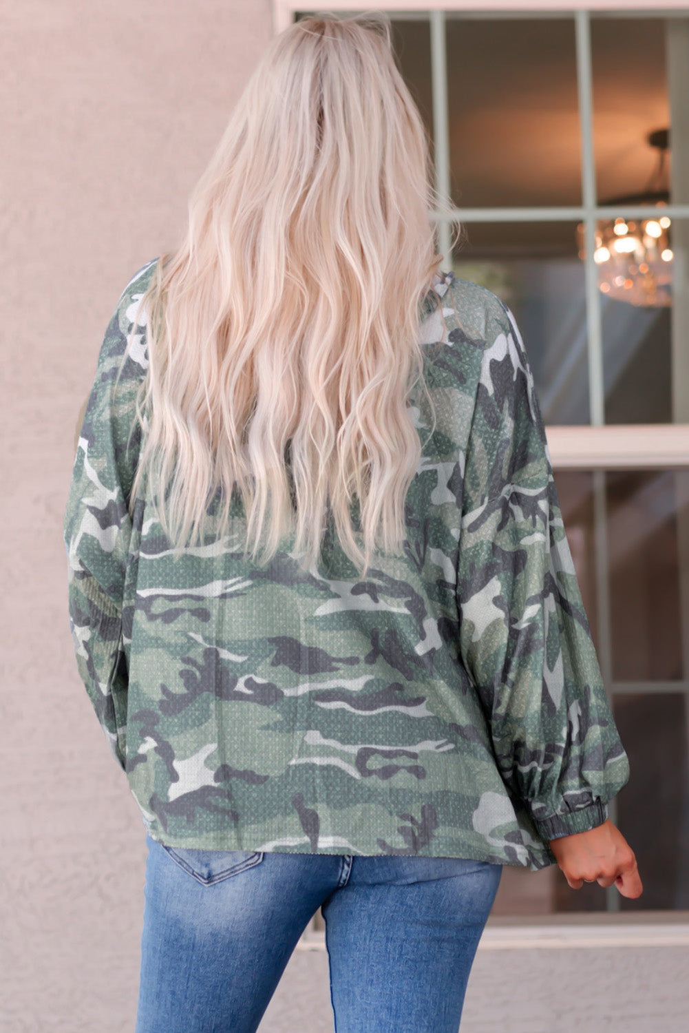 Camouflage Buttoned Dropped Shoulder Hoodie - SHIRLYN.CO