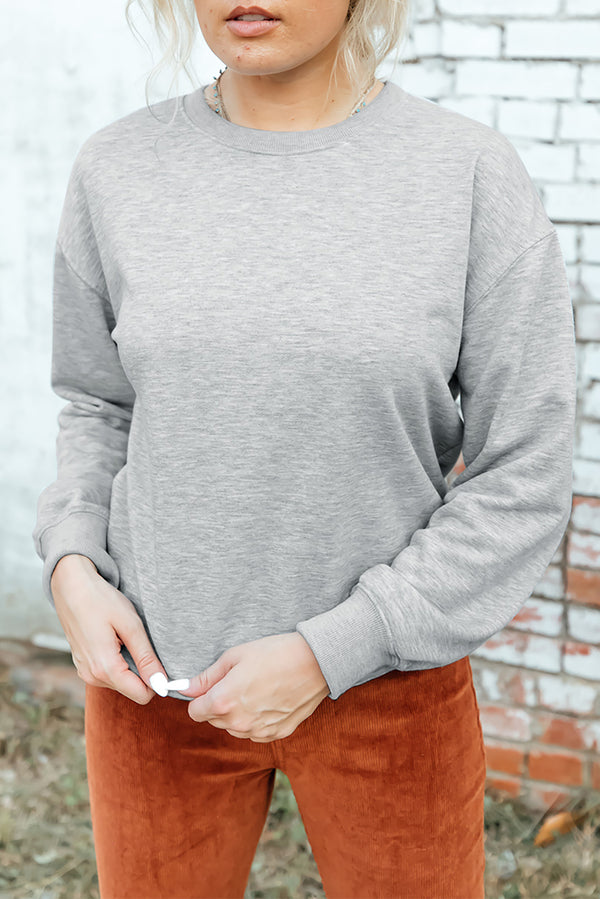 Drop Shoulder Ribbed Trim Sweatshirt - SHIRLYN.CO