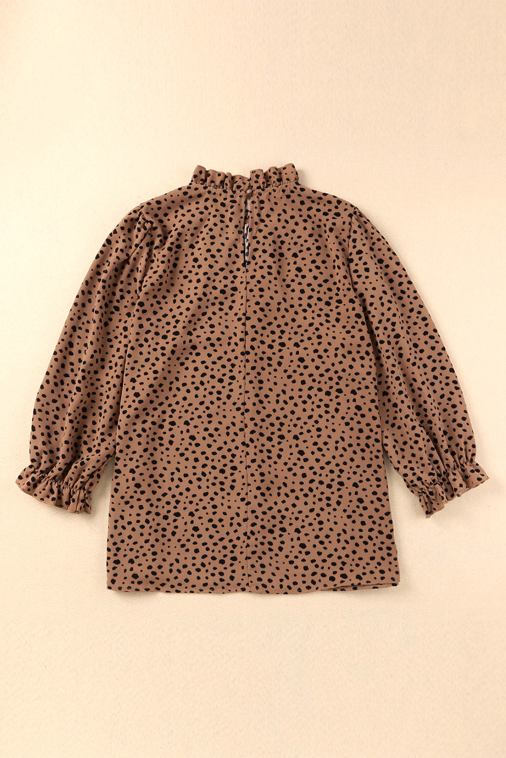 Animal Print Ruffle Collar Flounce Sleeve Blouse - SHIRLYN.CO