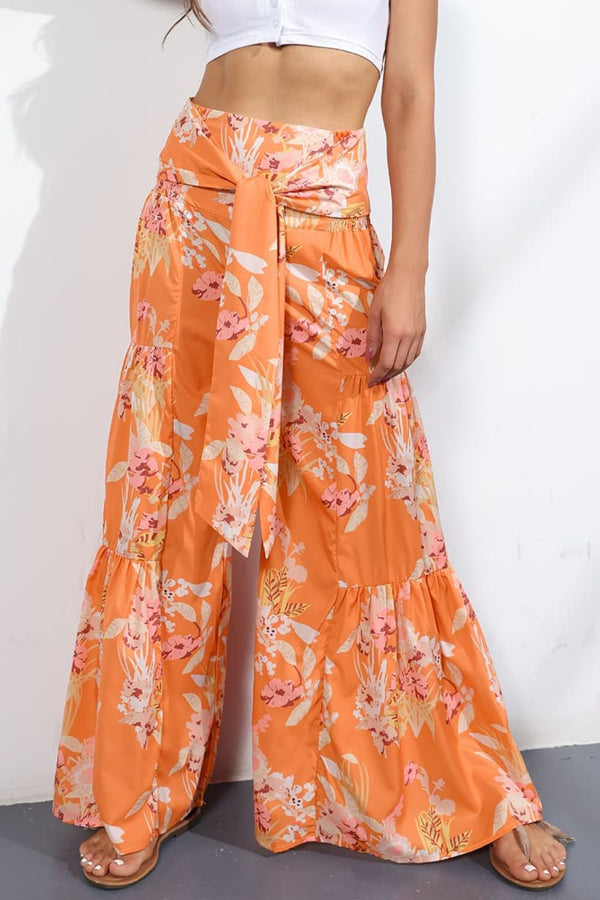 Printed High-Rise Tied Culottes - SHIRLYN.CO