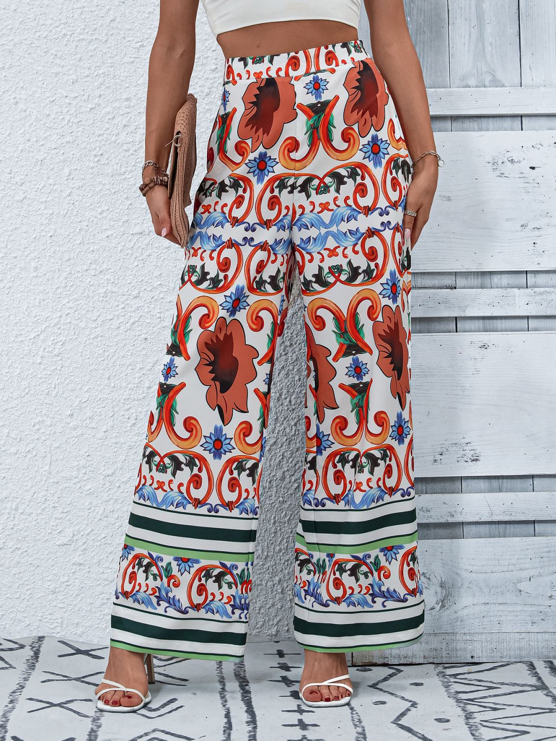 Printed High-Rise Wide Leg Pants - SHIRLYN.CO