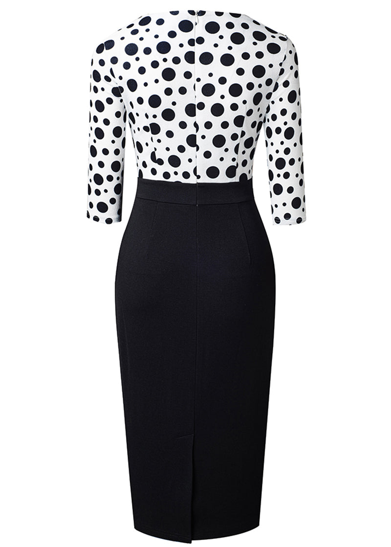 Editor's Choice: Shirlyn's Polka Dot Perfection: Surplice Neck Pencil Dress