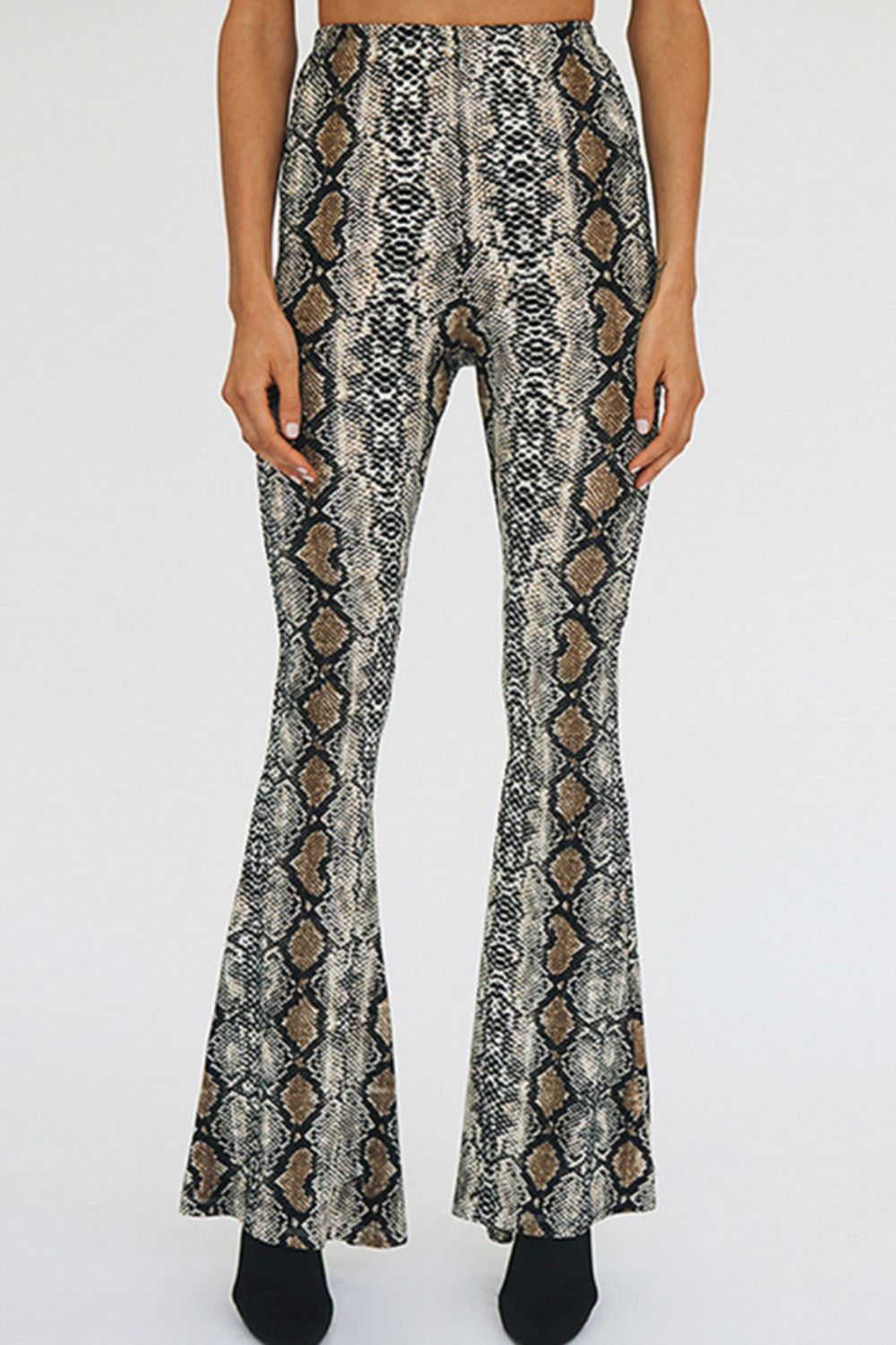 Snakeskin Print Flare Pants - SHIRLYN.CO