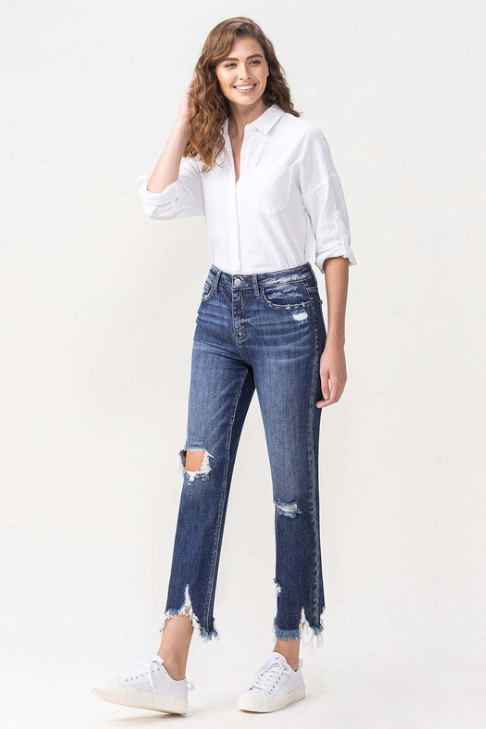 Lovervet Jackie Full Size High Rise Crop Straight Leg Jeans - SHIRLYN.CO