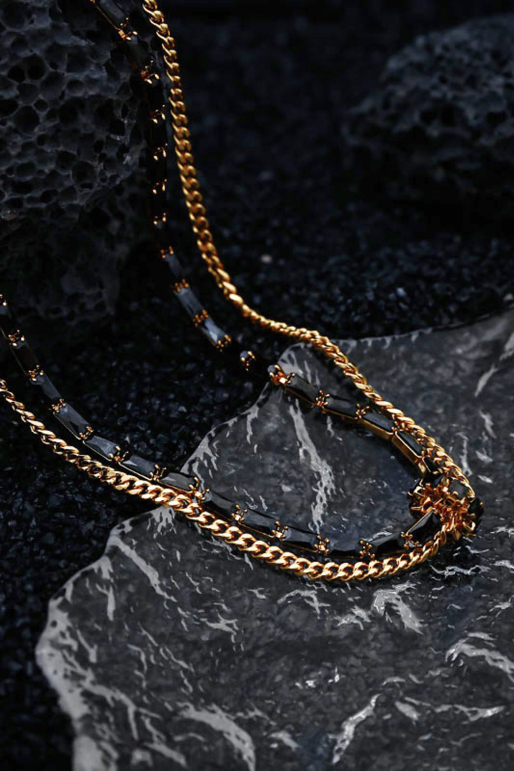 18K Gold-Plated Zircon Double-Layered Necklace - SHIRLYN.CO