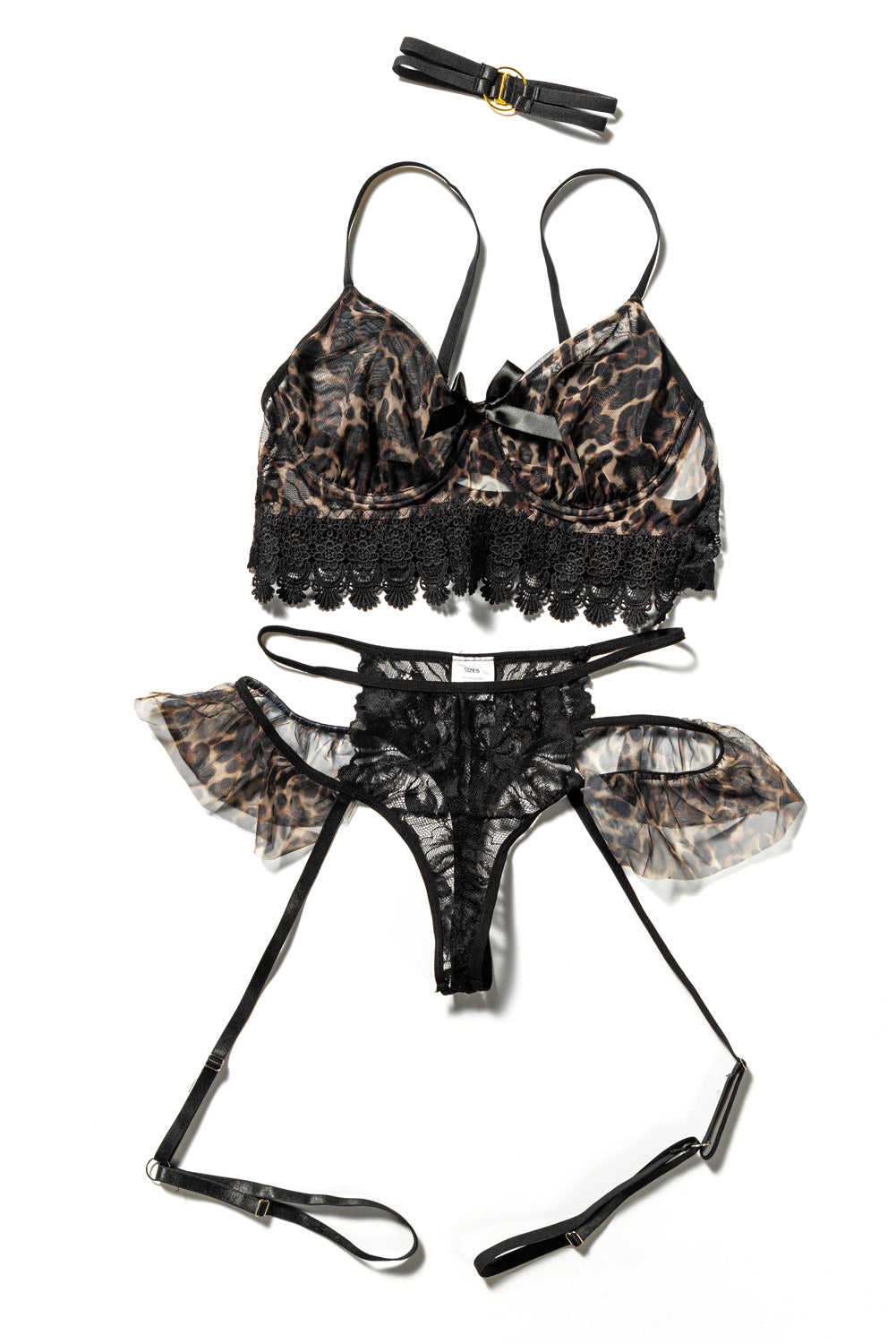 Leopard Spliced Lace Lingerie Set - SHIRLYN.CO