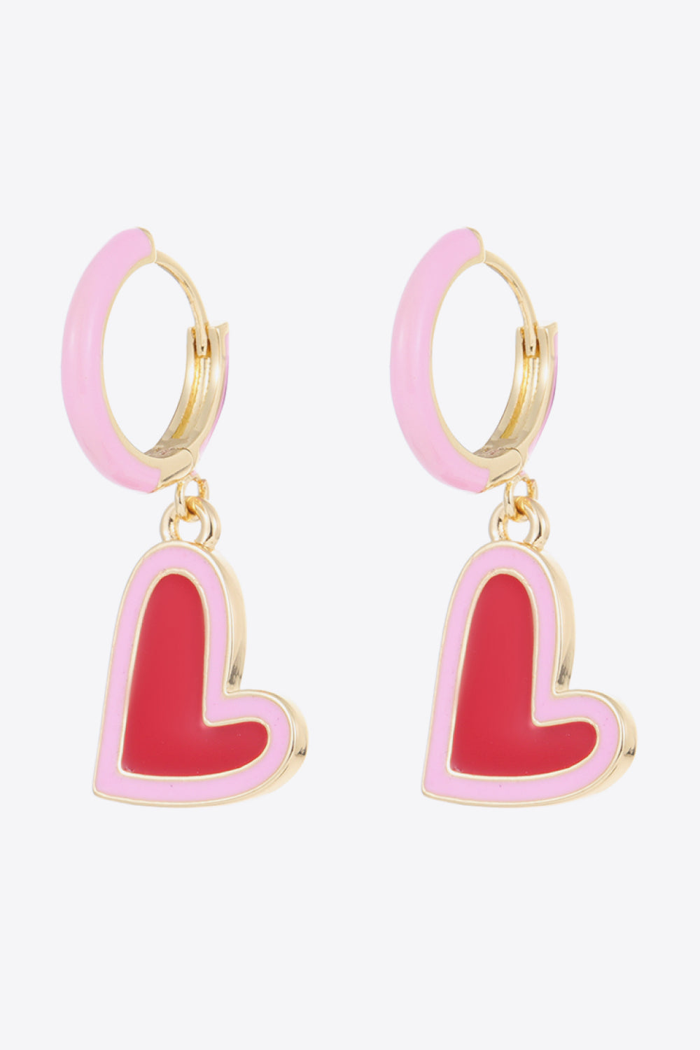 Contrast Heart-Shaped Drop Earrings - SHIRLYN.CO