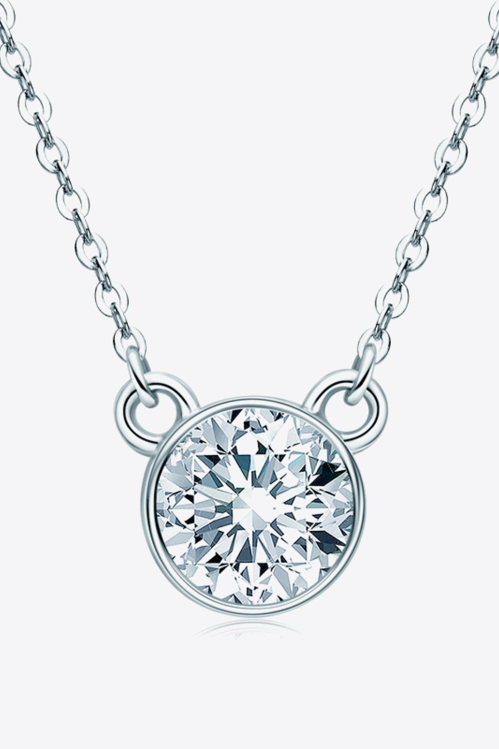 925 Sterling Silver 1 Carat Moissanite Round Pendant Necklace - SHIRLYN.CO