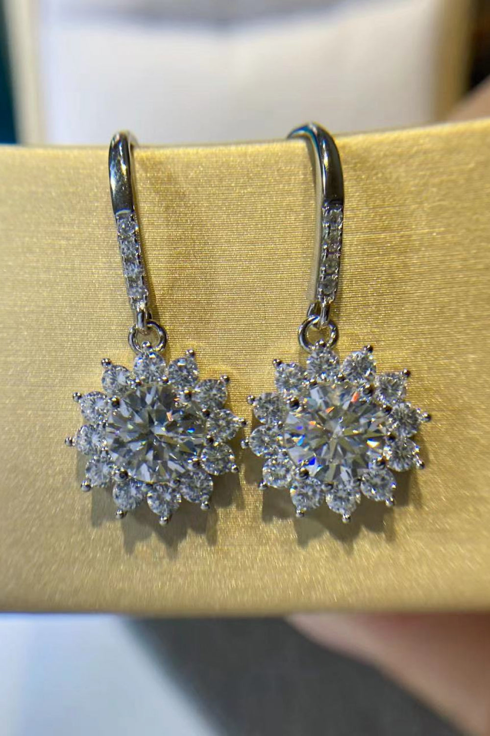 2 Carat Moissanite Floral Platinum-Plated Drop Earrings - SHIRLYN.CO