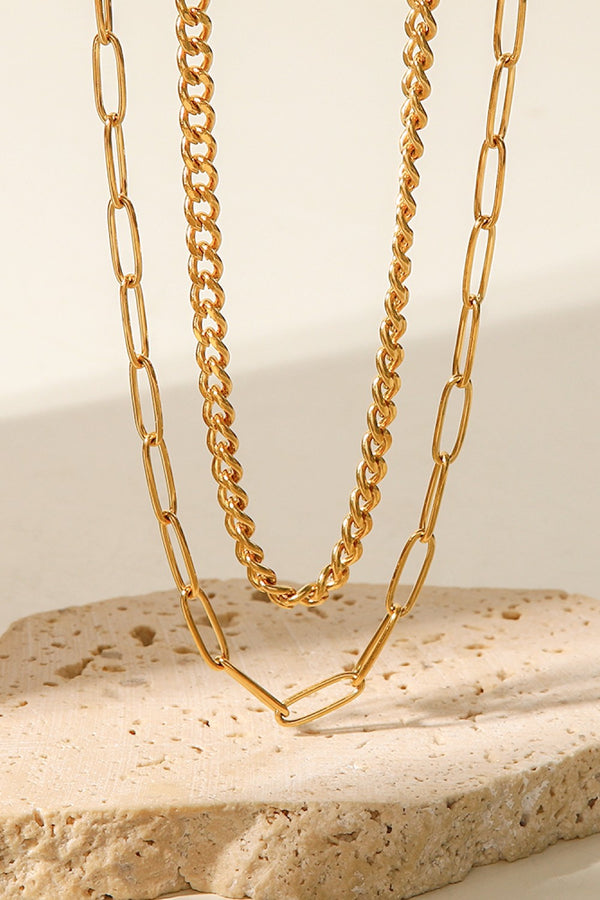 18K Gold Plated Layered Chain Necklace - SHIRLYN.CO