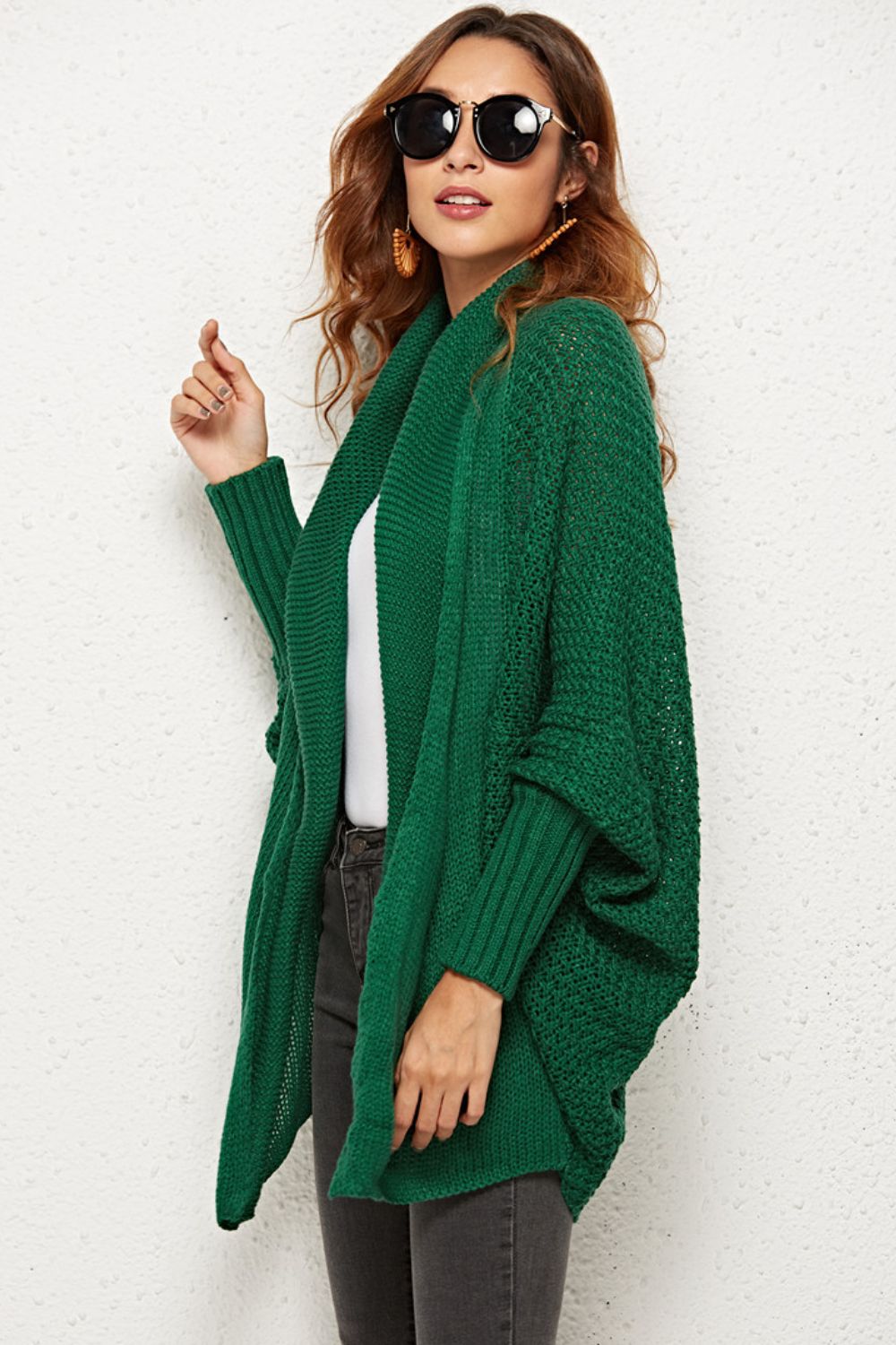 Open Front Dolman Sleeve Longline Cardigan - SHIRLYN.CO