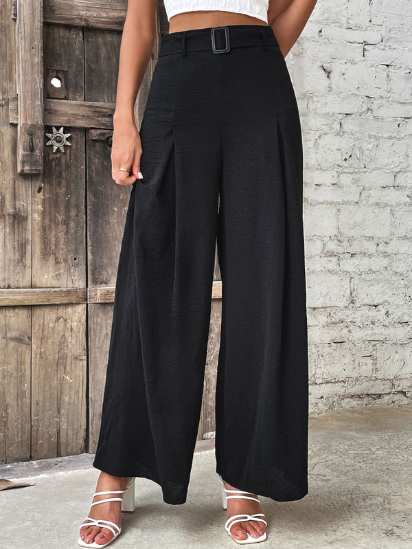 Ruched High Waist Wide Leg Pants - SHIRLYN.CO