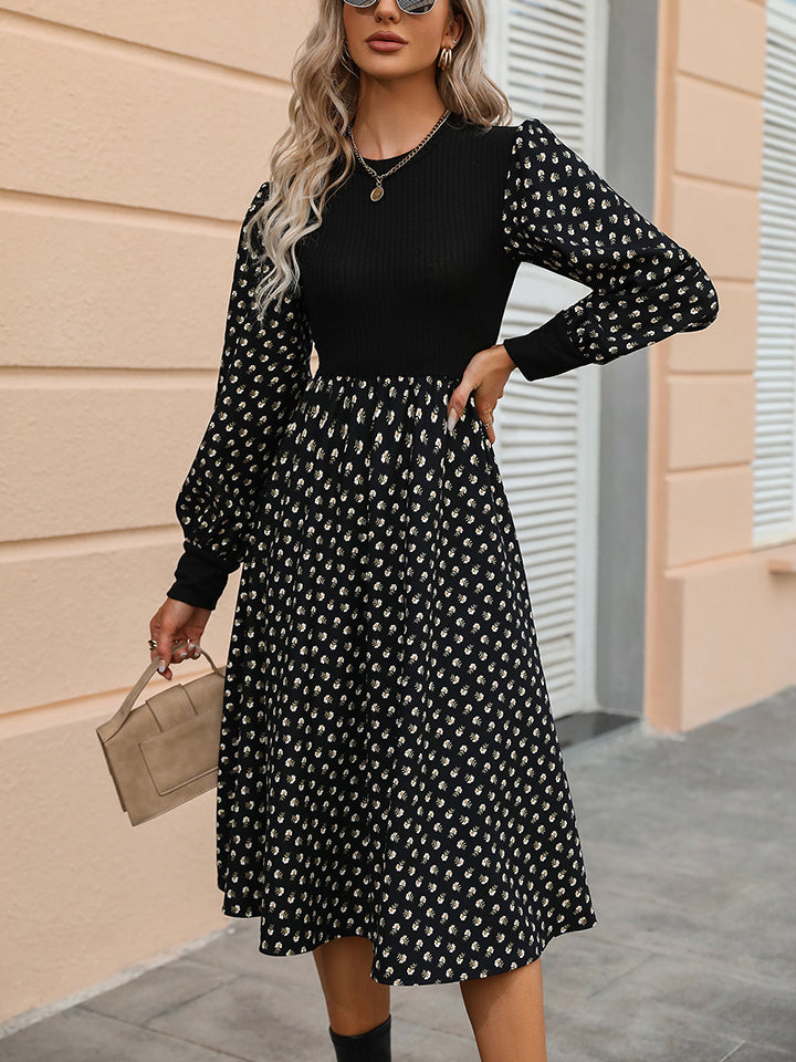 Editor's Choice: Shirlyn's Artistic Flair: Printed Long Sleeve Round Neck Dress