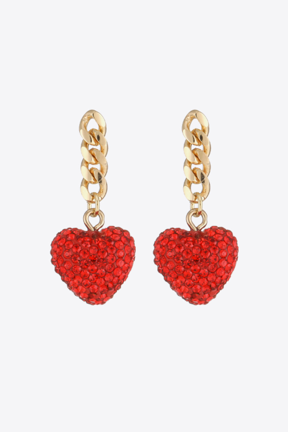 Rhinestone Heart Chain Drop Earrings - SHIRLYN.CO