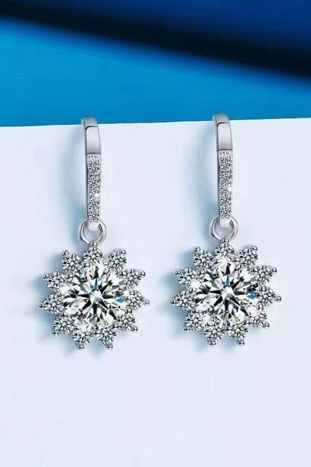 2 Carat Moissanite Floral Platinum-Plated Drop Earrings - SHIRLYN.CO