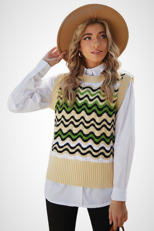 Zigzag Pattern Sweater Vest - SHIRLYN.CO