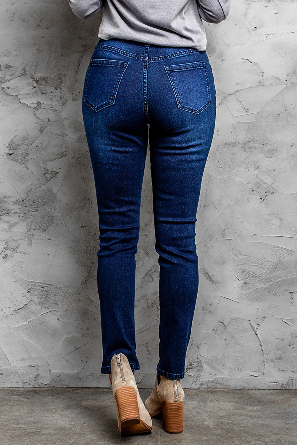 Mid-Rise Waist Distressed Skinny Jeans - SHIRLYN.CO