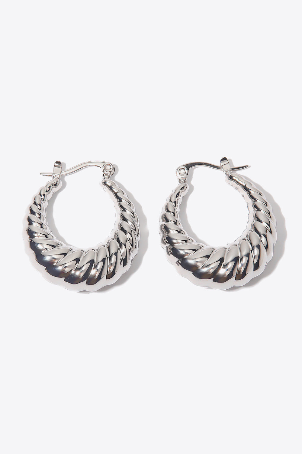 Textured Stainless Steel Hoop Earrings - SHIRLYN.CO