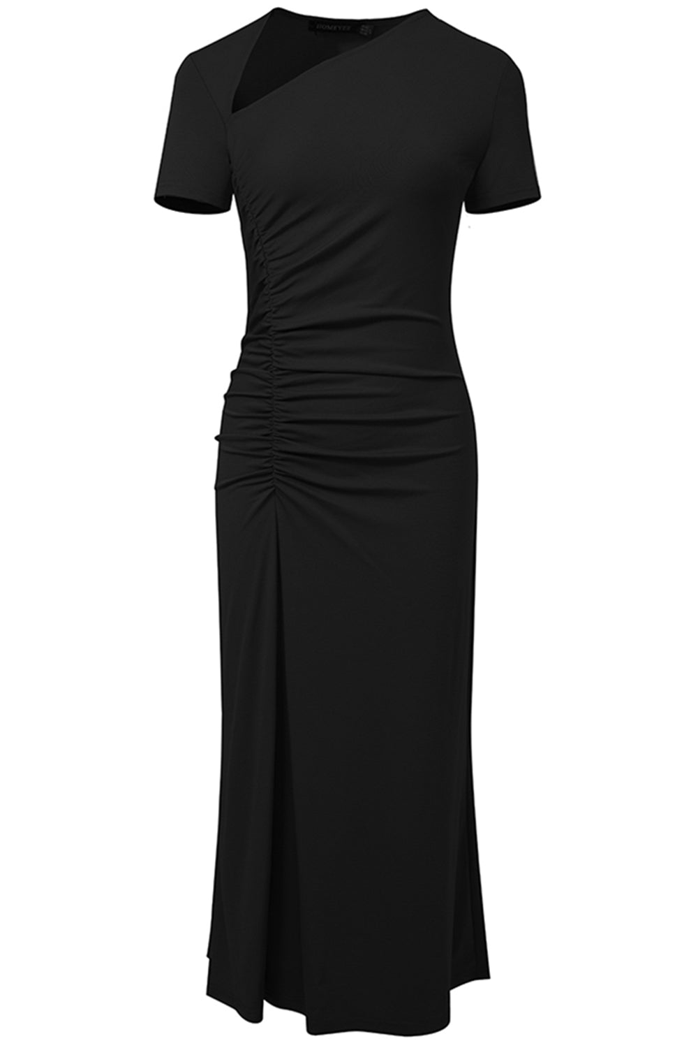 Editor's Choice: Shirlyn's Charm: Asymmetrical Neck Short Sleeve Midi Dress