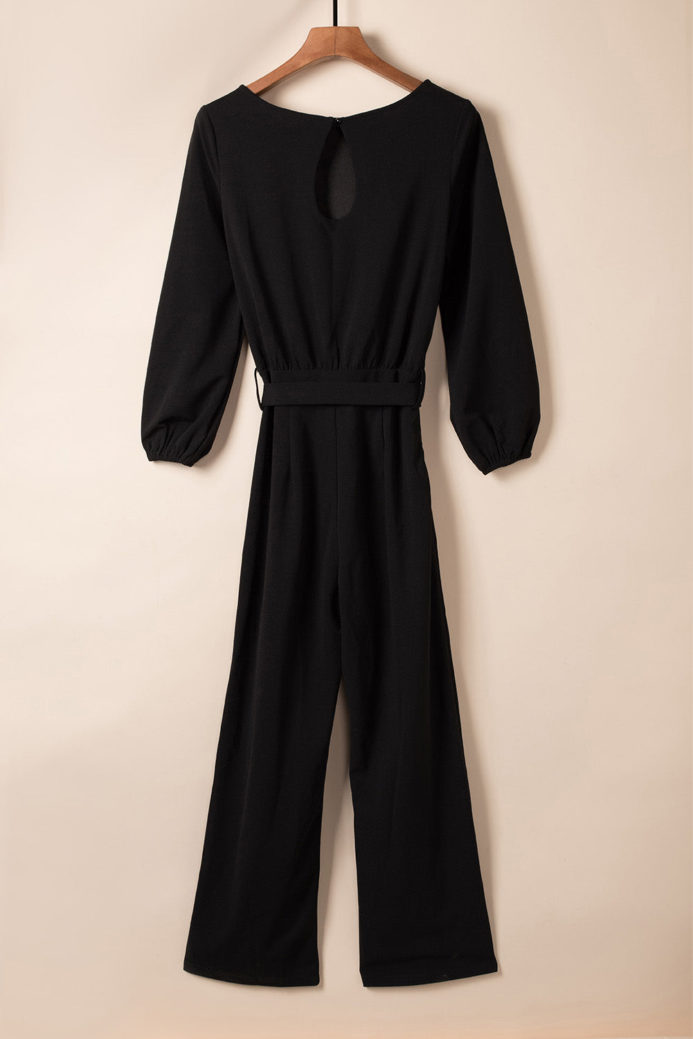 Boat Neck Tie Belt Jumpsuit - SHIRLYN.CO