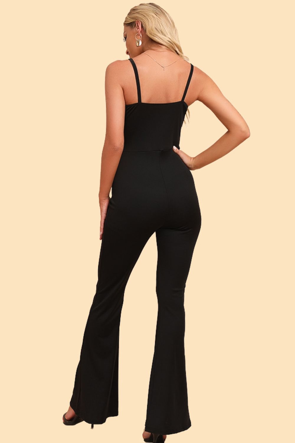 Spliced Mesh Spaghetti Strap Jumpsuit - SHIRLYN.CO