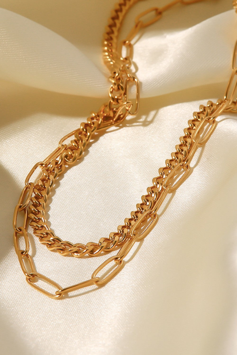 18K Gold Plated Layered Chain Necklace - SHIRLYN.CO