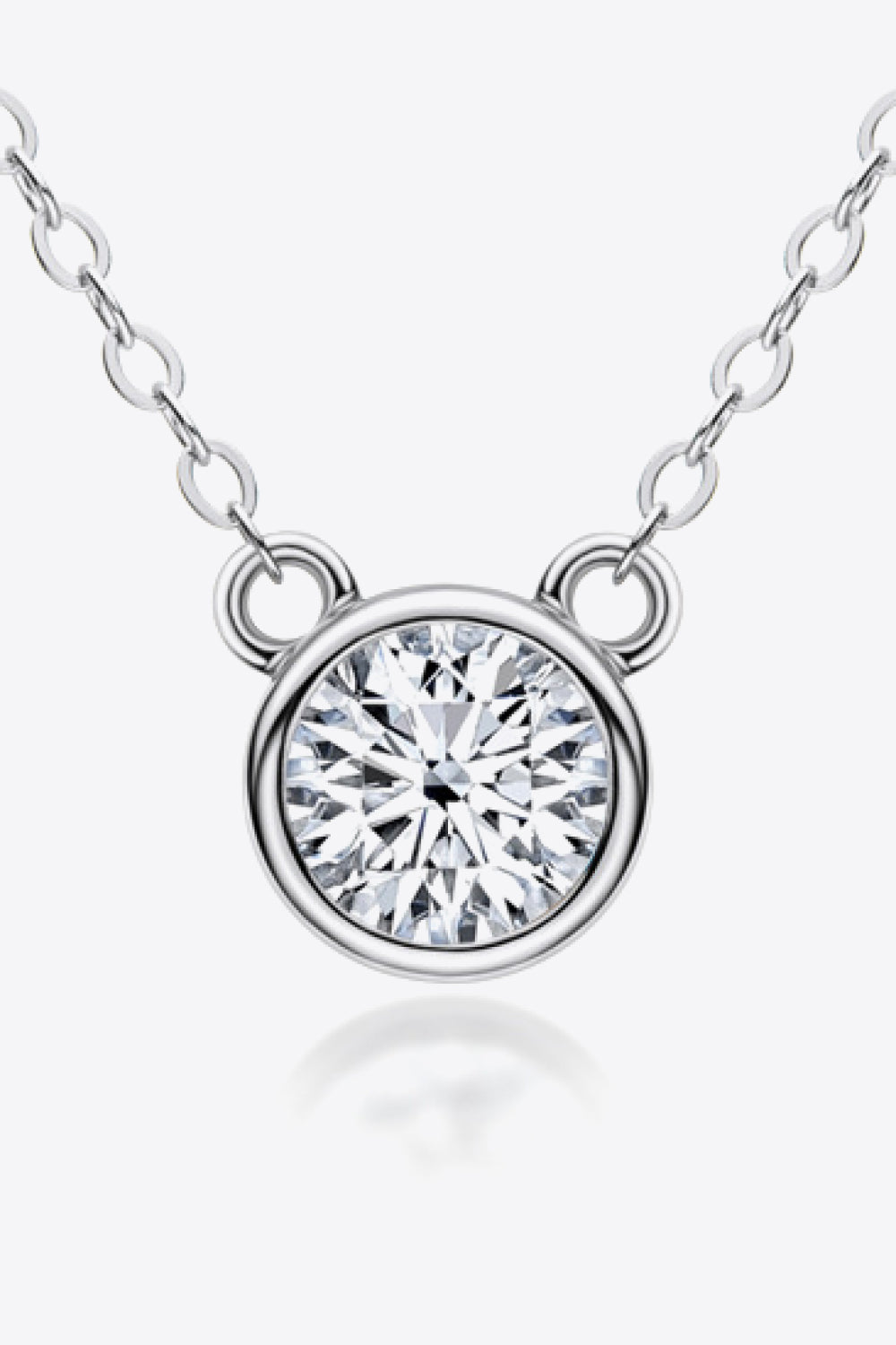 925 Sterling Silver 1 Carat Moissanite Round Pendant Necklace - SHIRLYN.CO