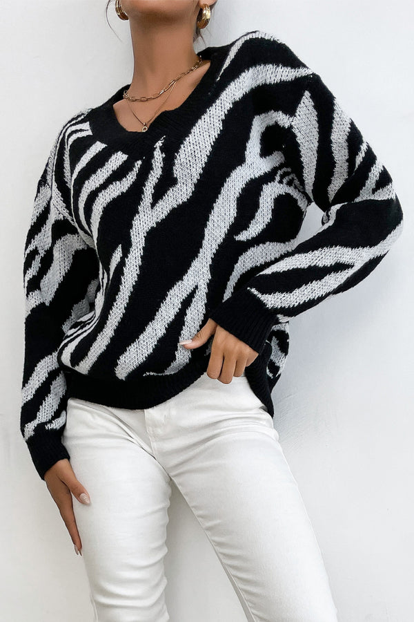 Zebra Print Sweater - SHIRLYN.CO