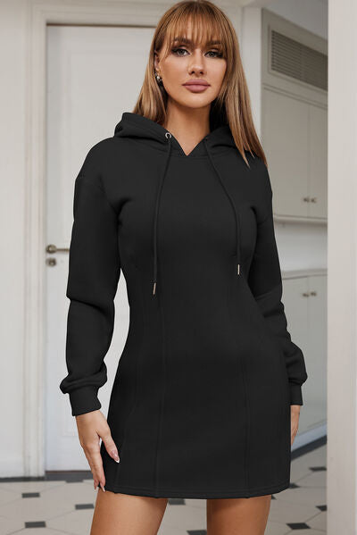 Drawstring Long Sleeve Hooded Dress