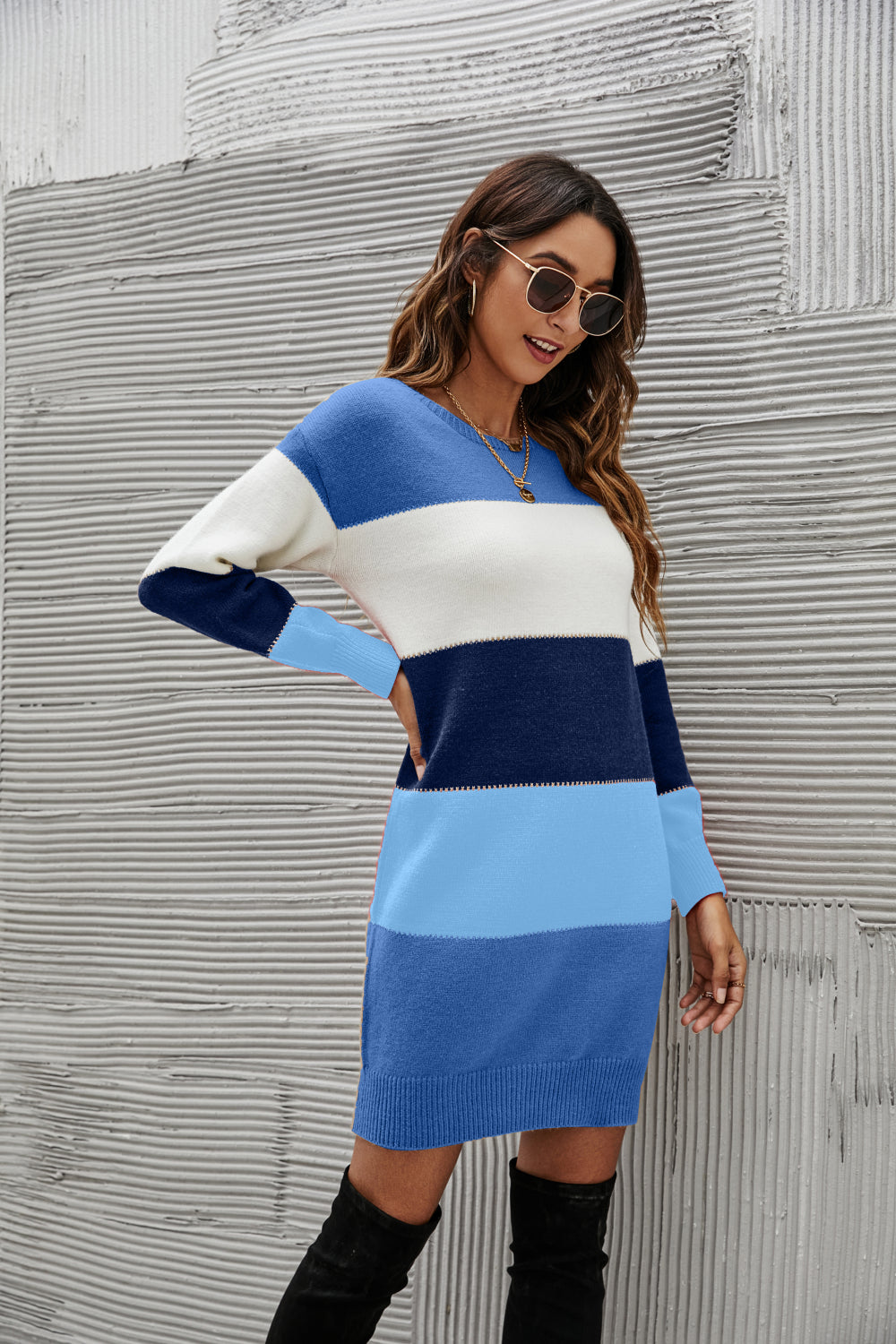 Striped Sweater Dress - SHIRLYN.CO