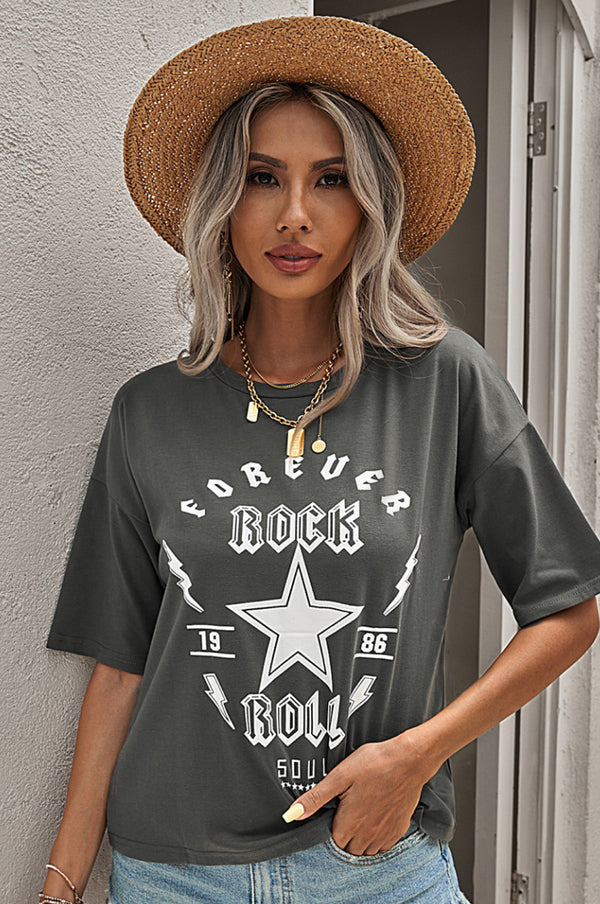 Forever Rock And Roll Graphic Crop Top - SHIRLYN.CO
