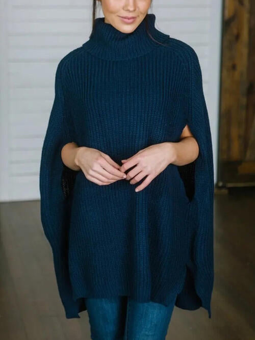 Turtleneck Slit Sweater