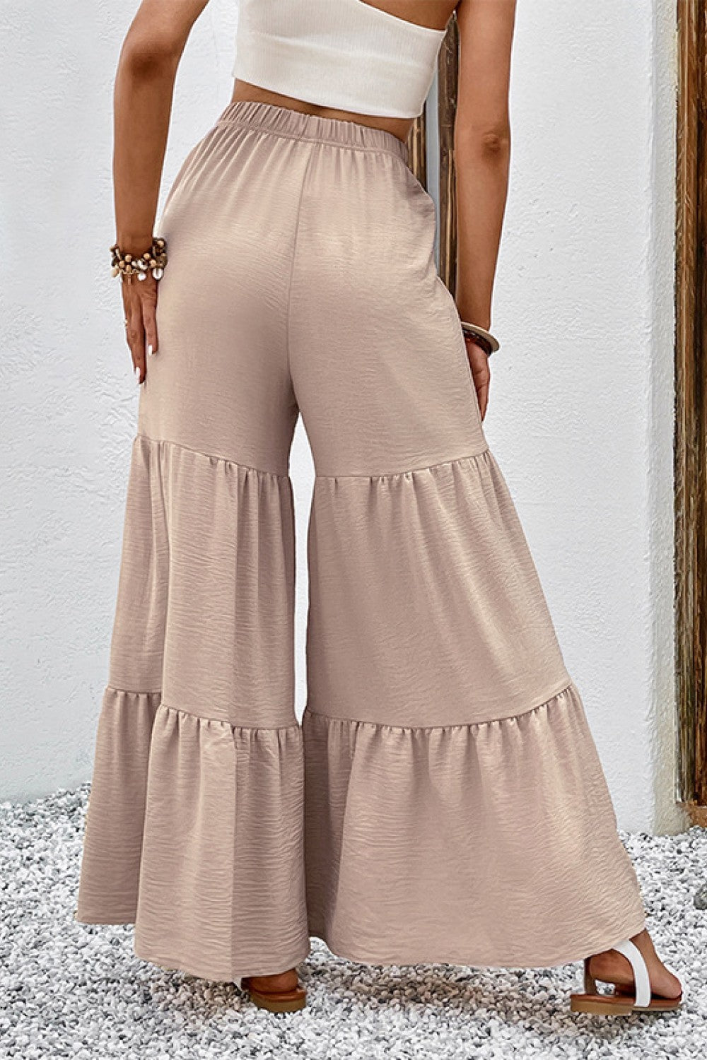 Drawstring Waist Tiered Flare Culottes - SHIRLYN.CO