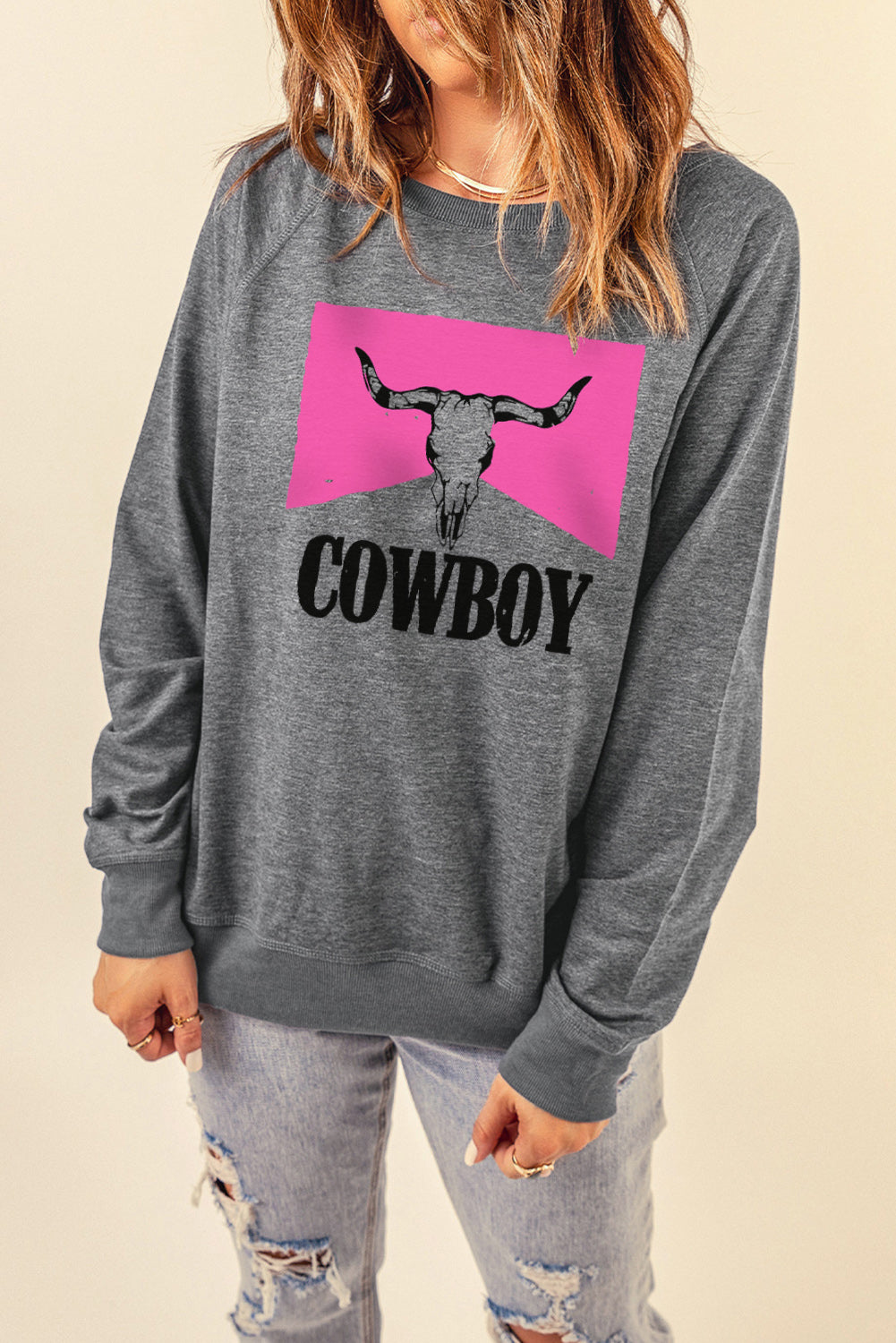 COWBOY Bull Graphic Sweatshirt - SHIRLYN.CO