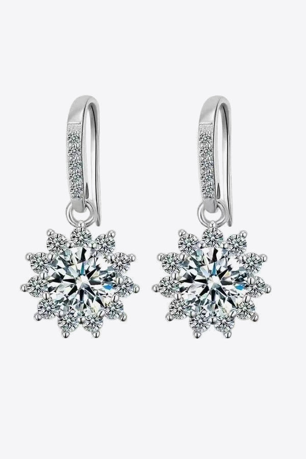 2 Carat Moissanite Floral Platinum-Plated Drop Earrings - SHIRLYN.CO