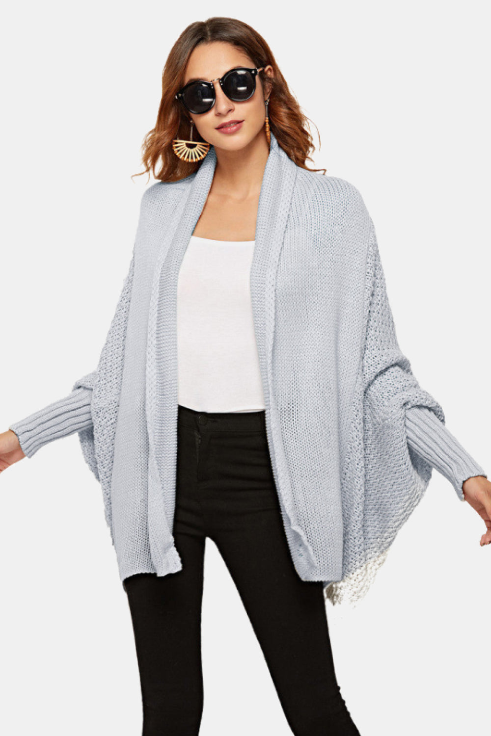 Open Front Dolman Sleeve Longline Cardigan - SHIRLYN.CO