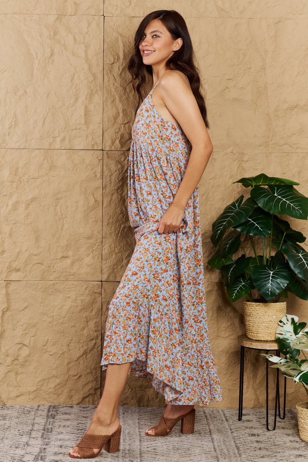 HEYSON Take Your Chances Full Size Floral Halter Neck Maxi Dress - SHIRLYN.CO