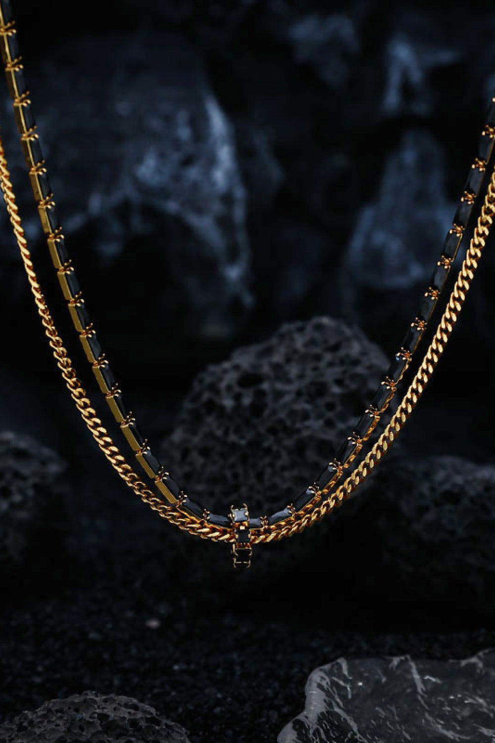 18K Gold-Plated Zircon Double-Layered Necklace - SHIRLYN.CO